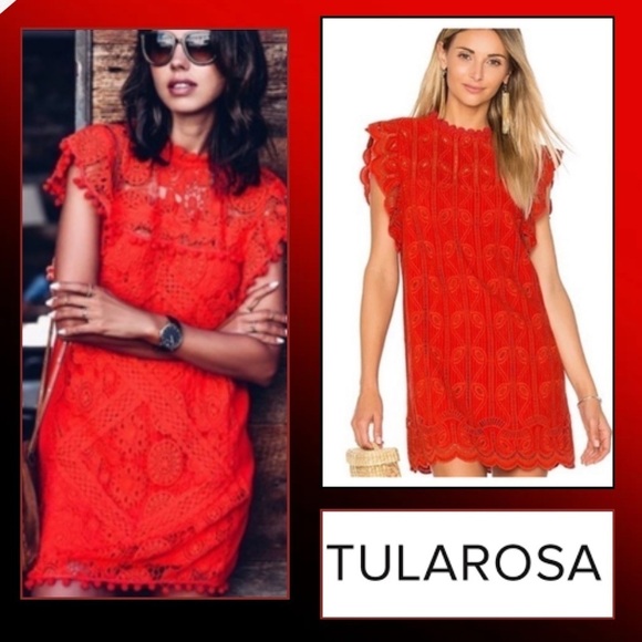Anthropologie Dresses & Skirts - Anthro’s Tularosa,Chetna Vibrant Coral Lace Tunic Dress,Exquisite  Lace,Size S